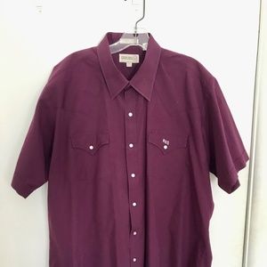 XL Plum Pearl Snap Short Sleeve